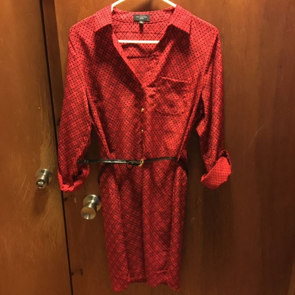The Limited Ashton shirt dress, red and black EUC!